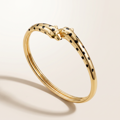 Panther Black Enamel Bangle Bracelet