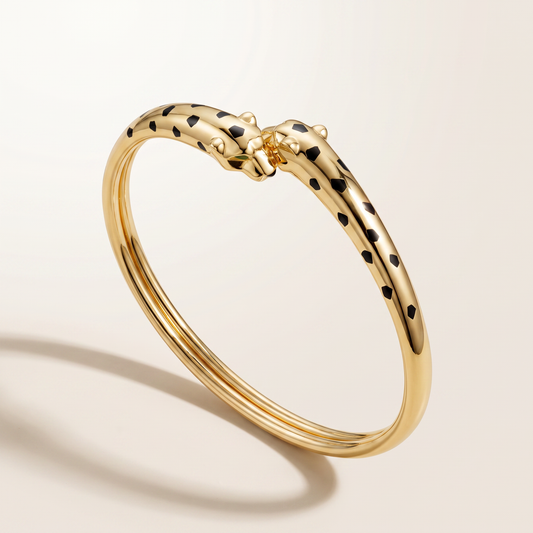 Panther Black Enamel Bangle Bracelet