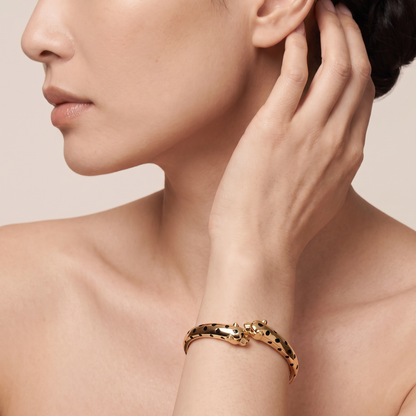 Panther Black Enamel Bangle Bracelet