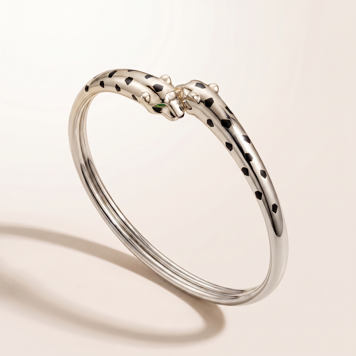 Panther Black Enamel Bangle Bracelet