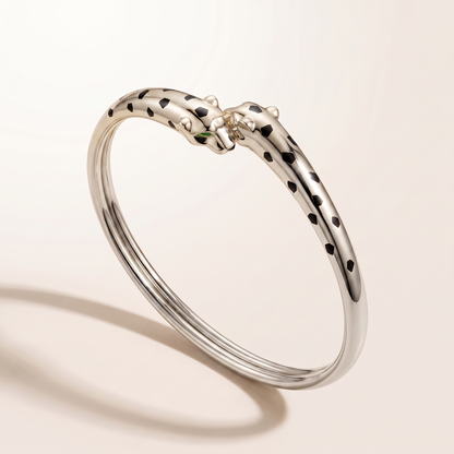 Panther Black Enamel Bangle Bracelet