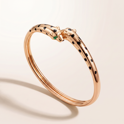 Panther Black Enamel Bangle Bracelet