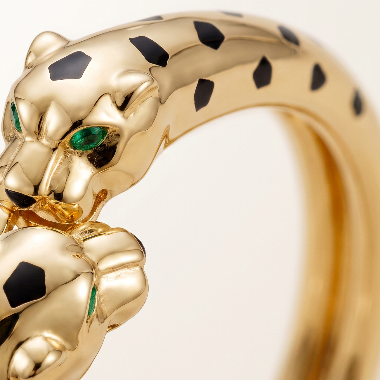 Panther Black Enamel Bangle Bracelet
