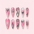 Pink Chrome Star Stiletto Press-On Nails