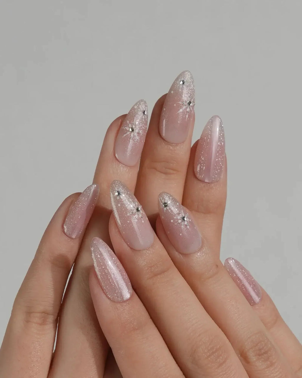 Pink Stardust Reusable Press On Nails