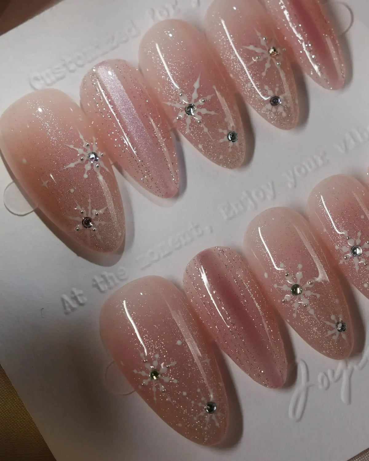 Pink Stardust Reusable Press On Nails