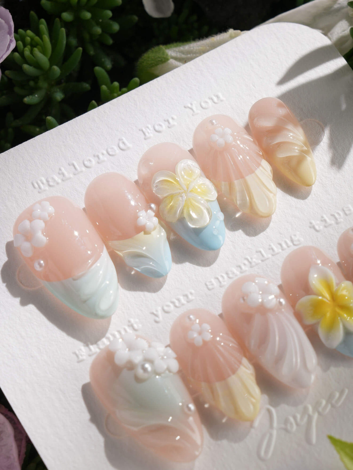 Plumeria Island Breeze Reusable Press On Nails