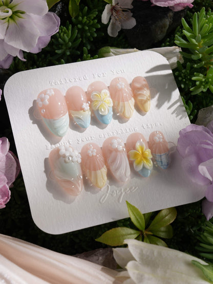 Plumeria Island Breeze Reusable Press On Nails
