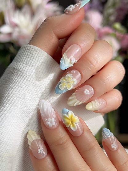 Plumeria Island Breeze Reusable Press On Nails