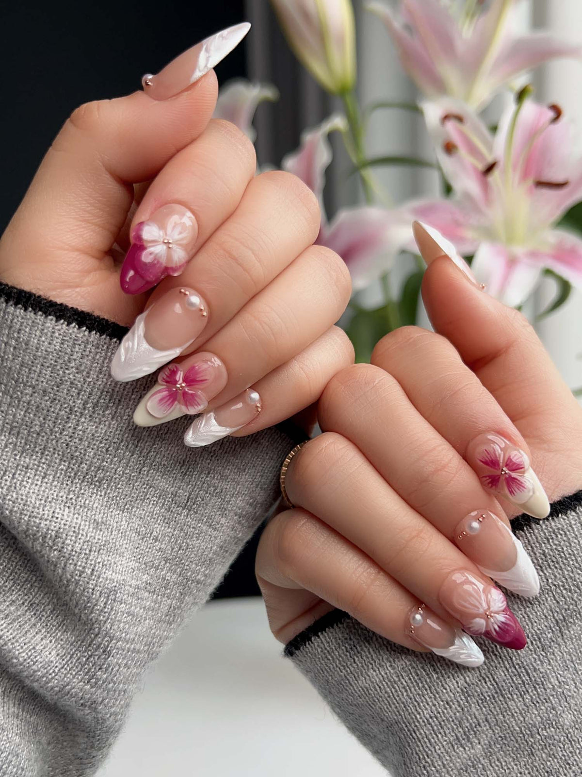 Duchess Purple 3D Floral Press On Press On Nails