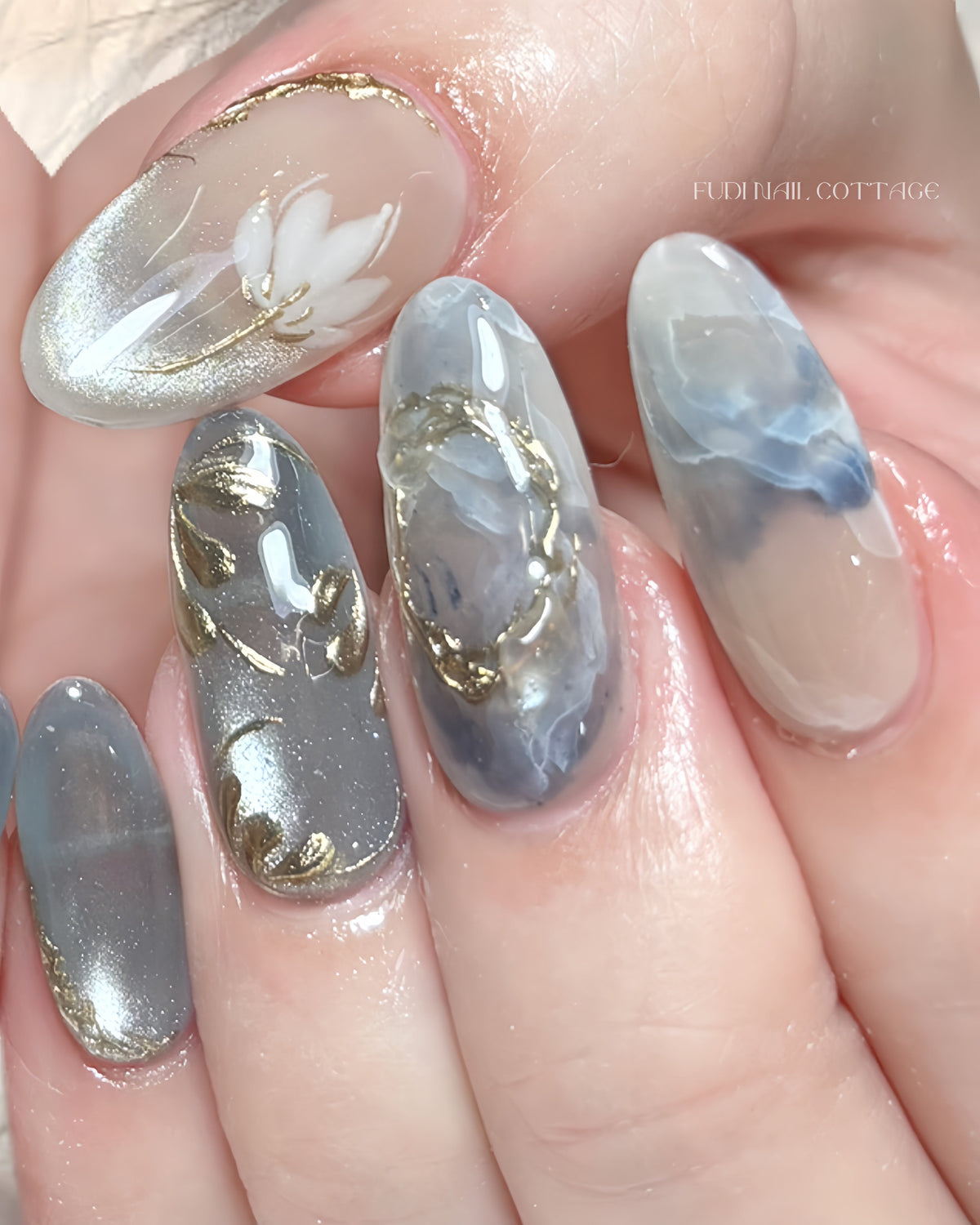 Moonflower Press-on Nails – Exclusively handcrafted by artist Fudinails