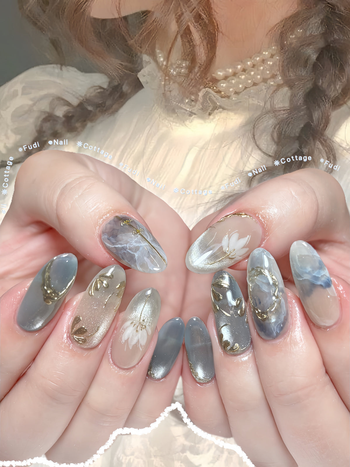 Moonflower Press-on Nails – Exclusively handcrafted by artist Fudinails