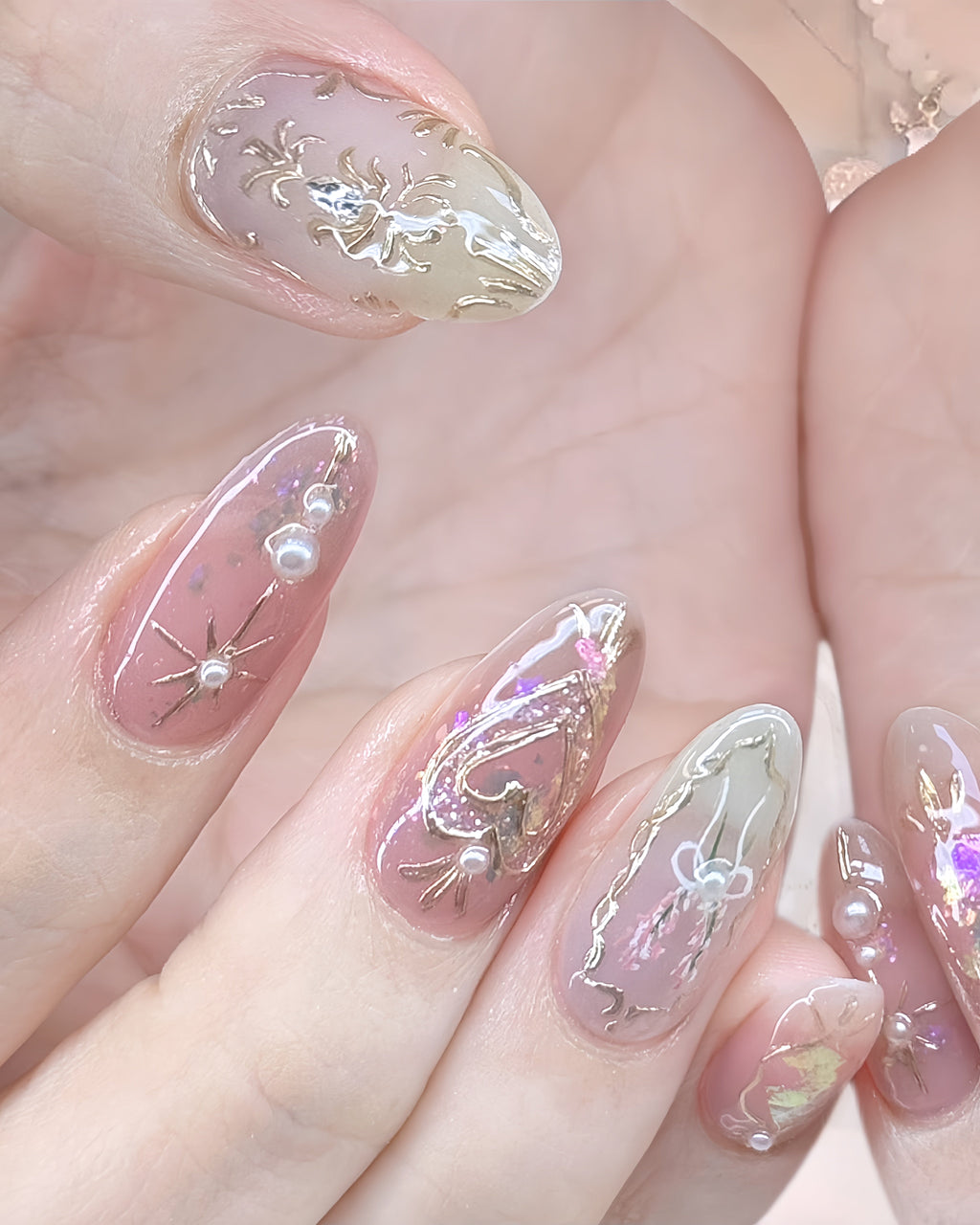 Blush Fairy Press-on Nails – Exclusively handcrafted by artist Fudinail