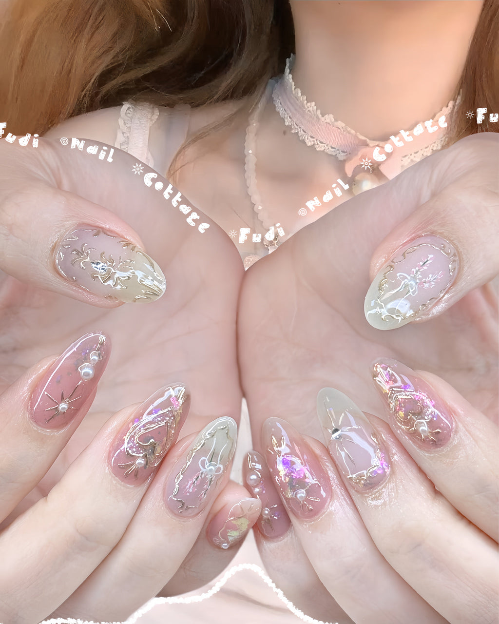 Blush Fairy Press-on Nails – Exclusively handcrafted by artist Fudinail