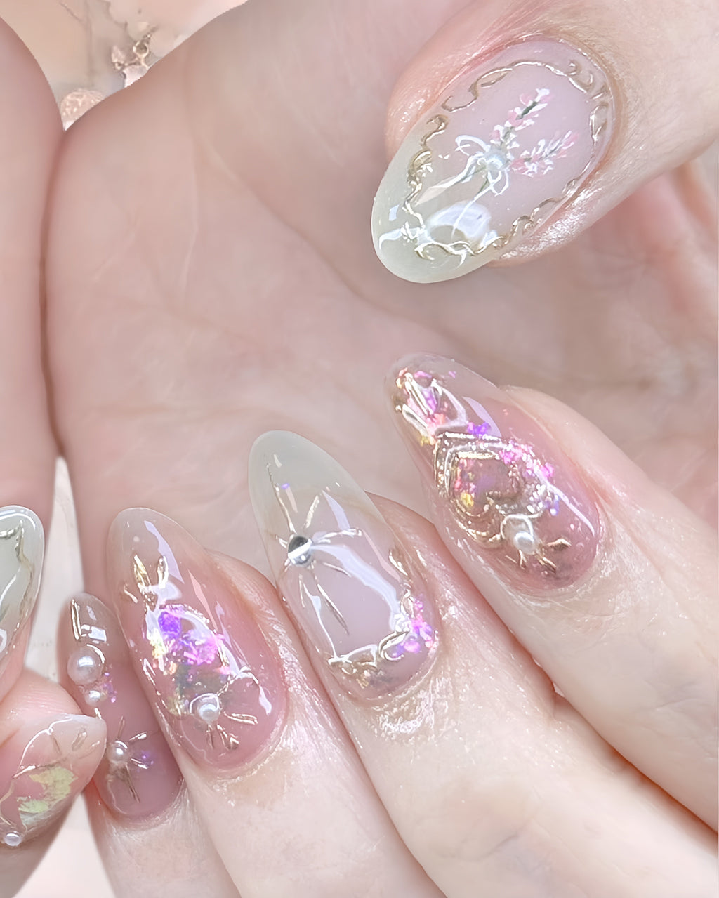 Blush Fairy Press-on Nails – Exclusively handcrafted by artist Fudinail
