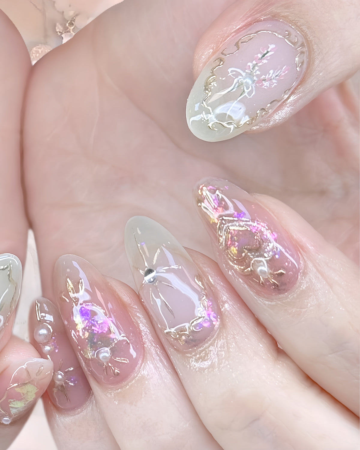 Blush Fairy Press-on Nails – Exclusively handcrafted by artist Fudinail