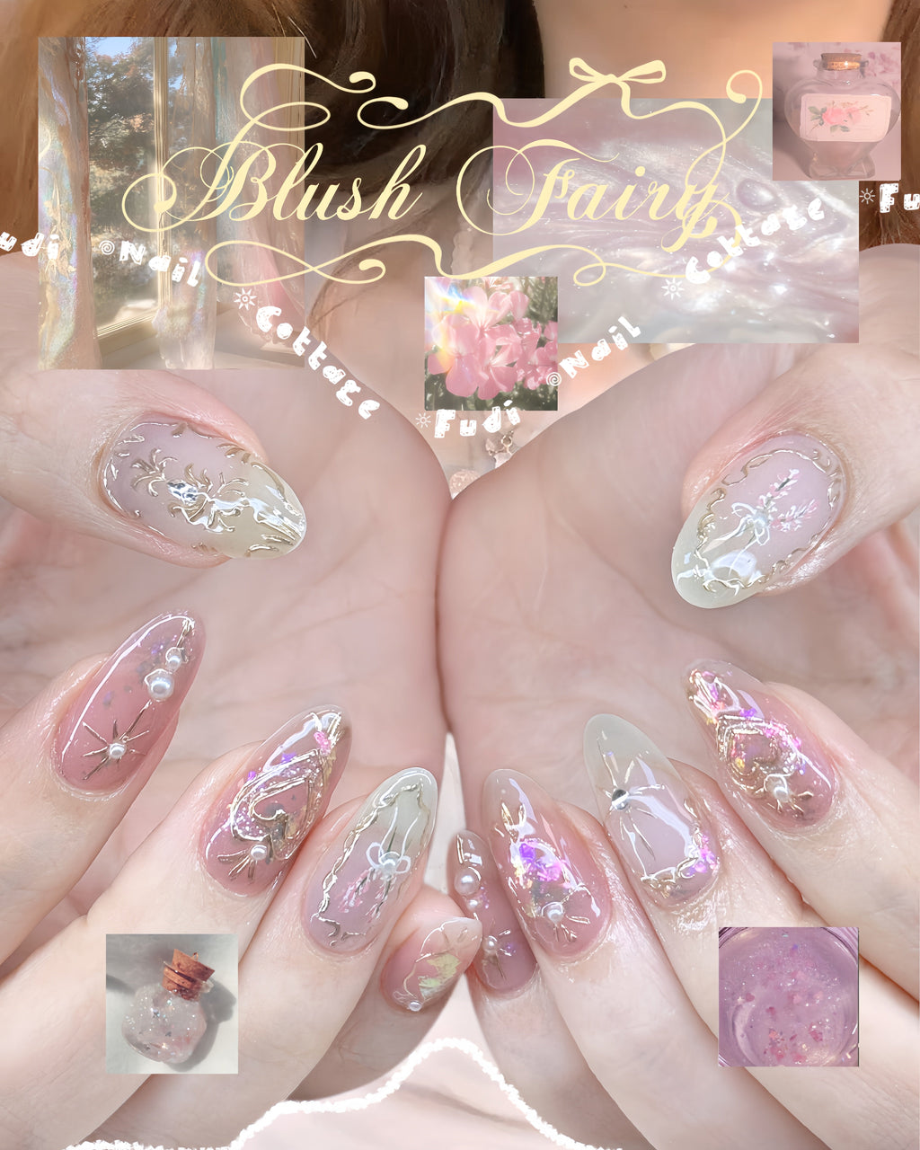 Blush Fairy Press-on Nails – Exclusively handcrafted by artist Fudinail