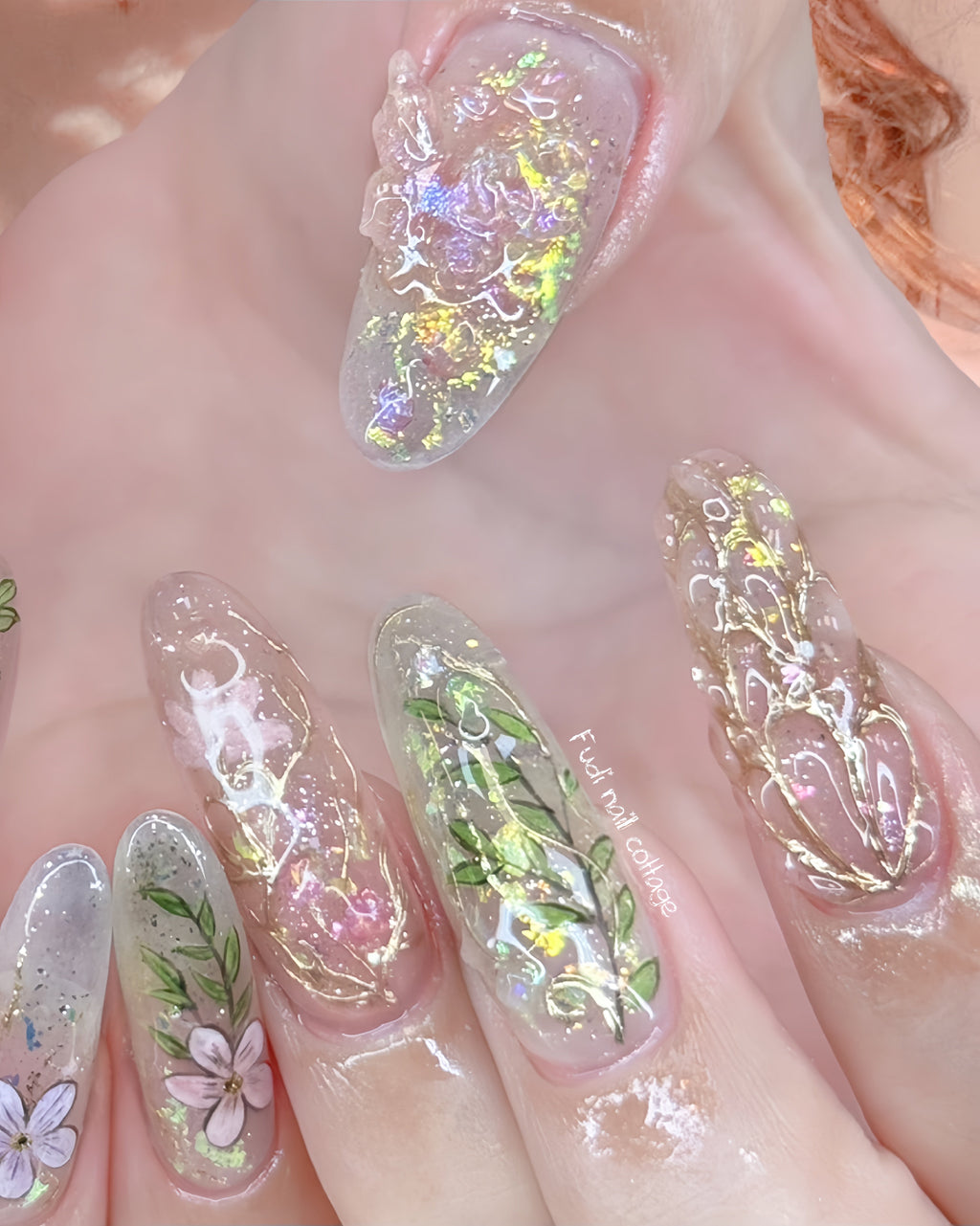 Opal Forest Press-on Nails – Exclusively handcrafted by artist Fudinail