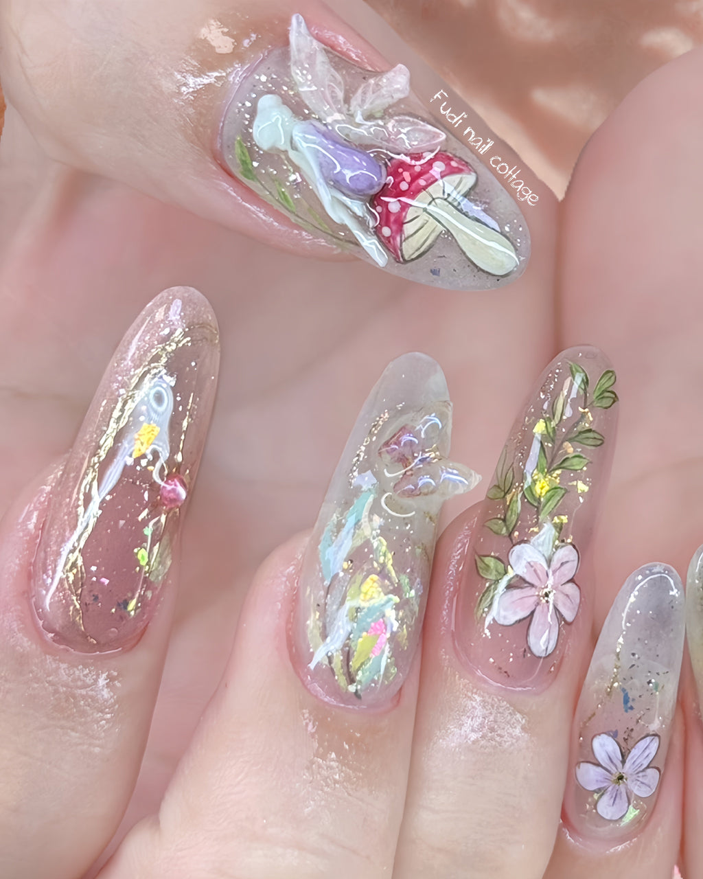 Opal Forest Press-on Nails – Exclusively handcrafted by artist Fudinail