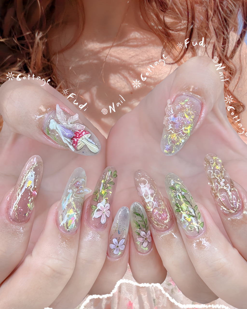 Opal Forest Press-on Nails – Exclusively handcrafted by artist Fudinail