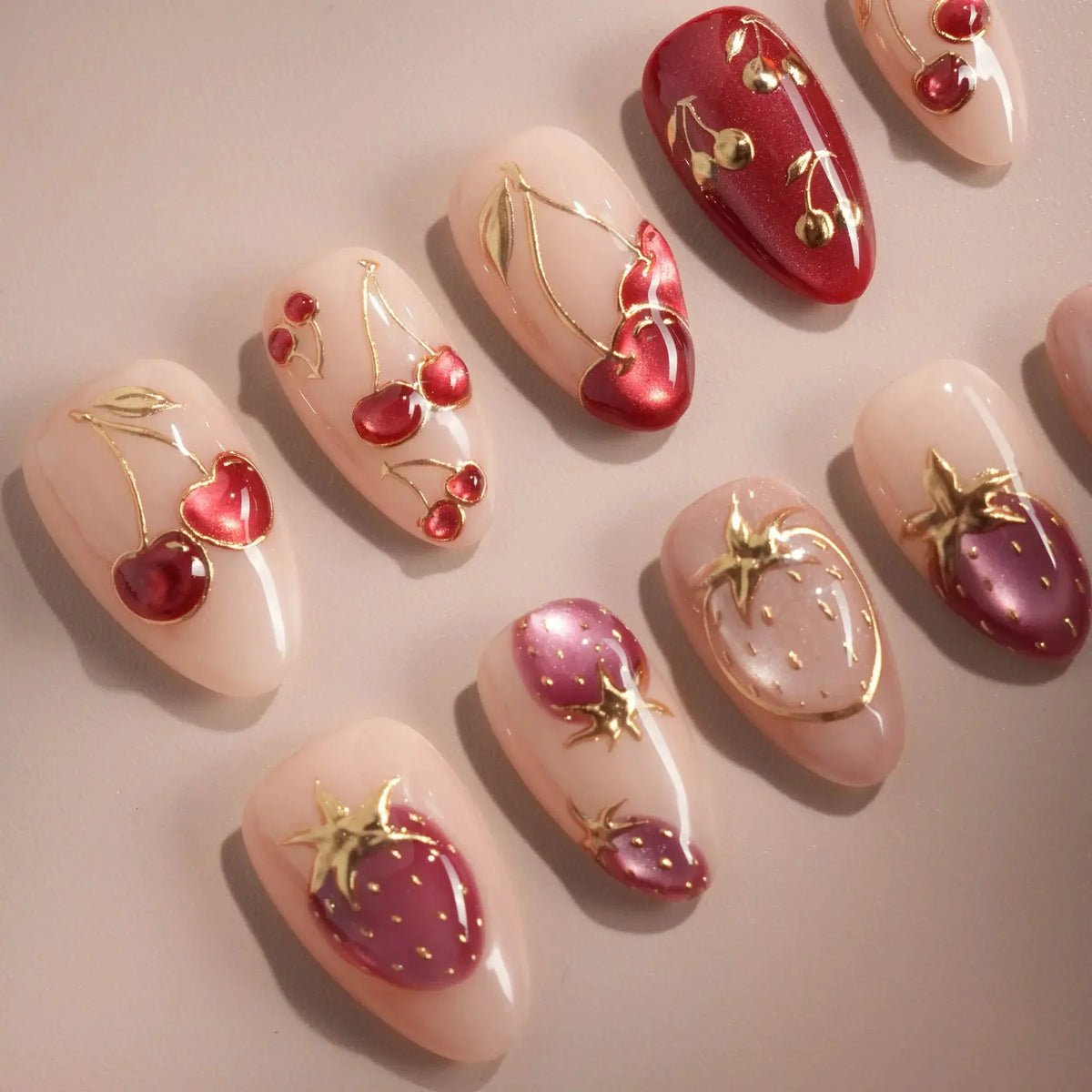 Crystal Berry Reusable Press On Nails