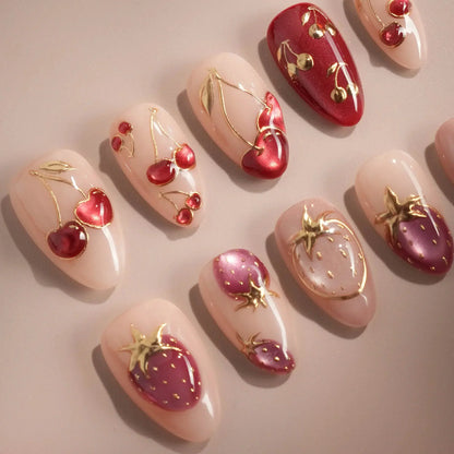 Crystal Berry Reusable Press On Nails