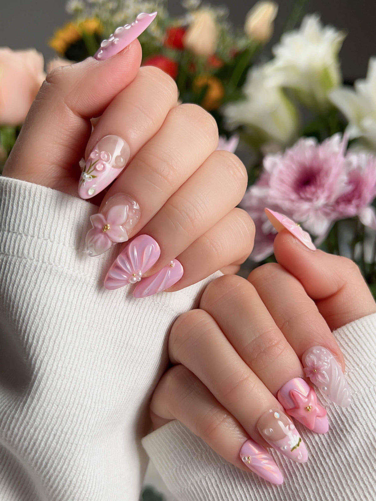 Romantic Garden Reusable Press On Nails