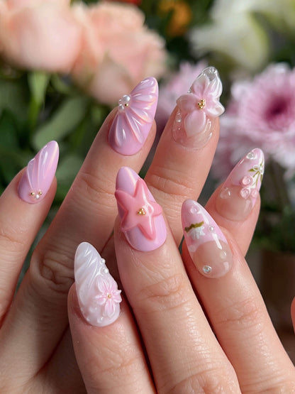 Romantic Garden Reusable Press On Nails
