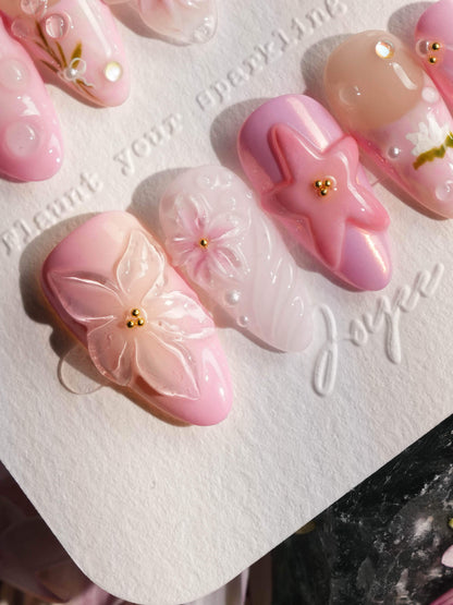 Romantic Garden Reusable Press On Nails