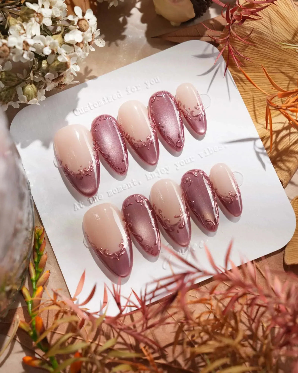 Rose Edge Reusable Press On Nails