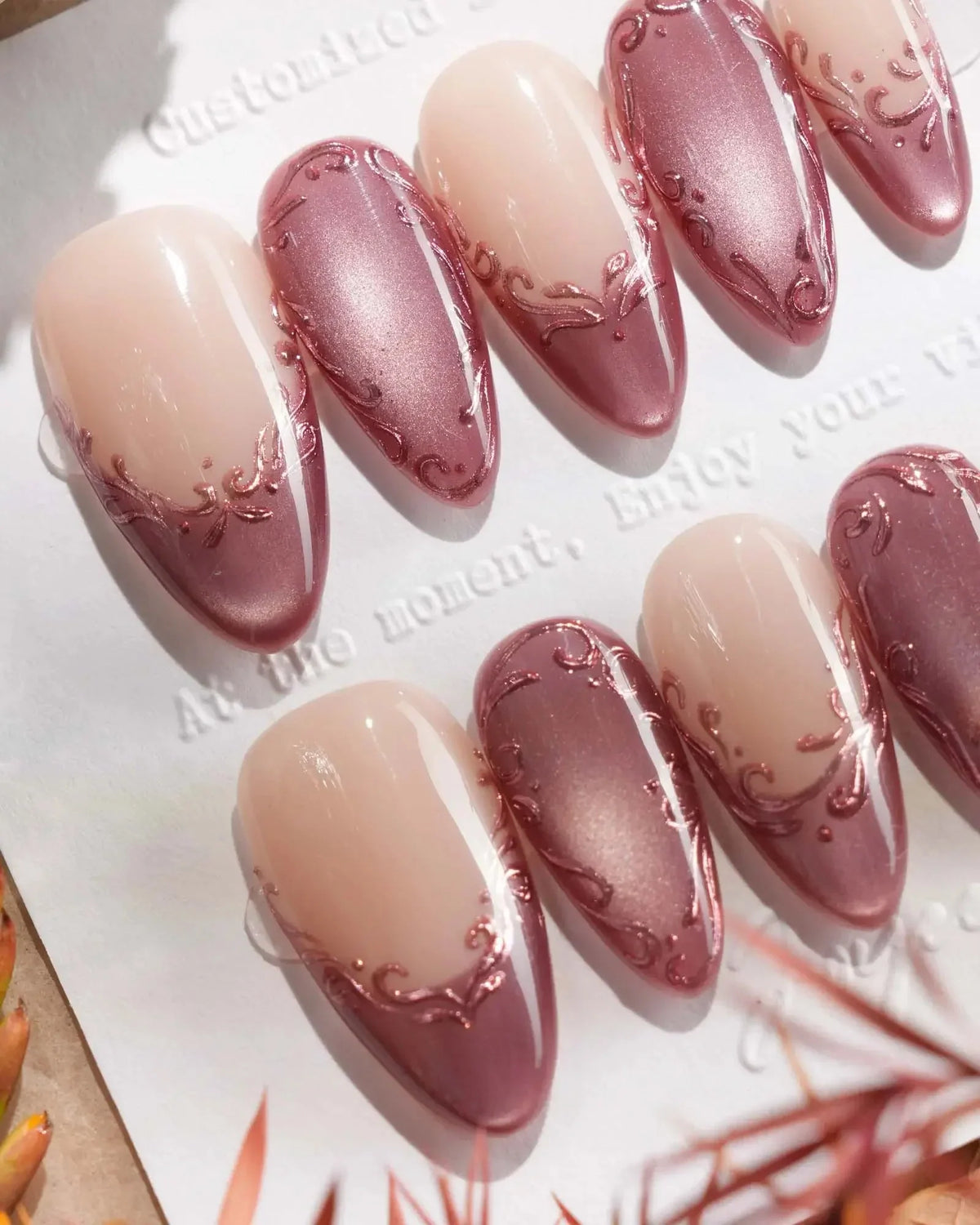 Rose Edge Reusable Press On Nails