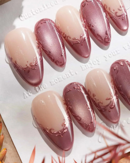 Rose Edge Reusable Press On Nails