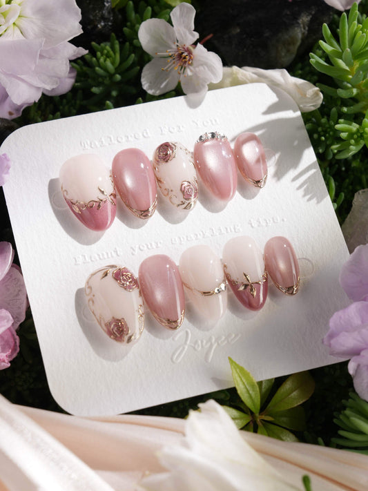 Rose Théâtre Noir Reusable Press On Nails