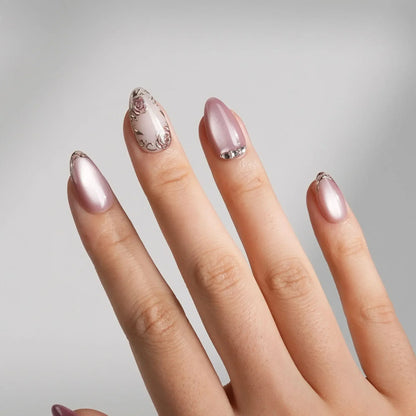 Rose Théâtre Noir Reusable Press On Nails