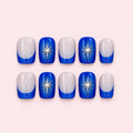 Royal Blue French Tip Short Square Press-On Nails