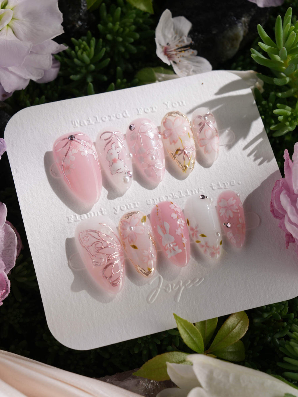 Sakura Cipher Reusable Press On Nails