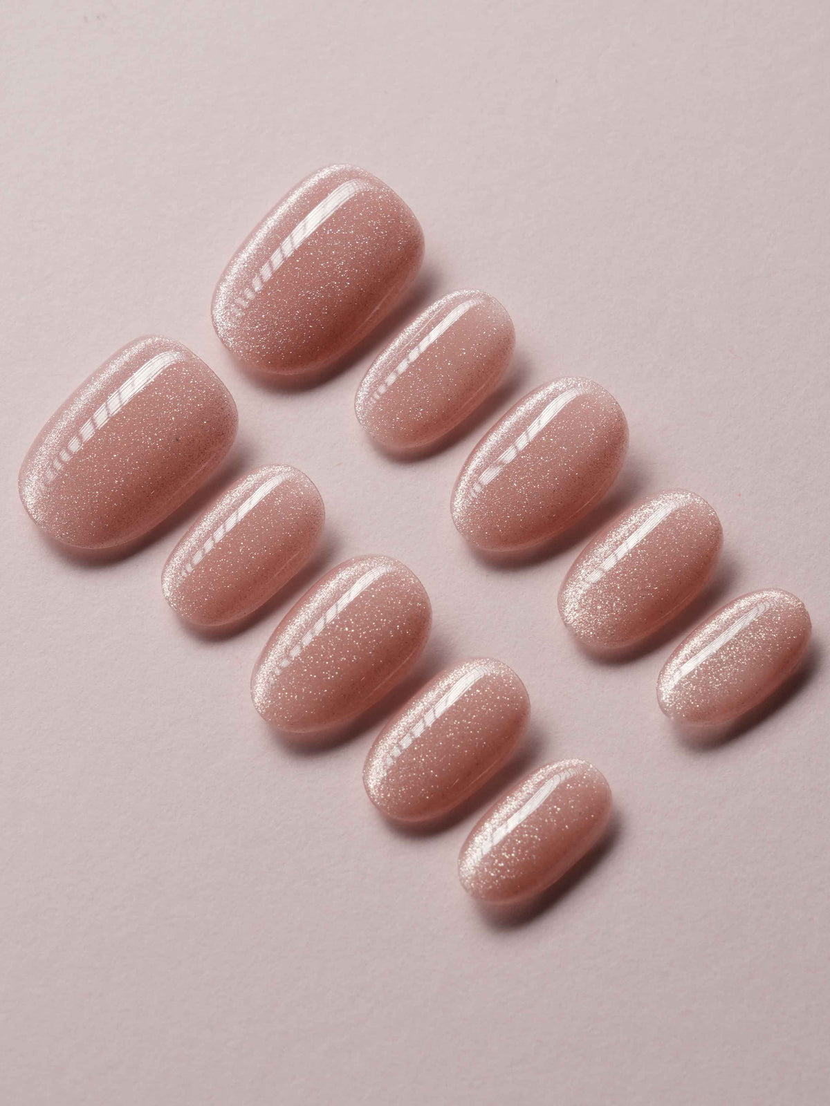 Nude Blush Cat Eye Reusable Press On Nails