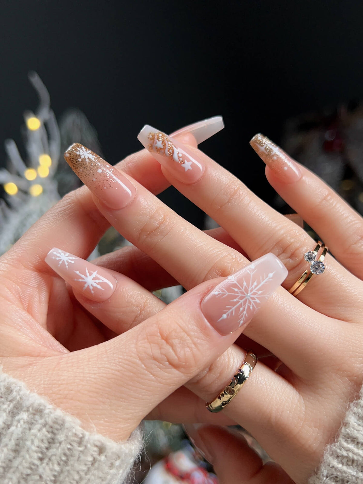 Silent Night Reusable Press On Nails