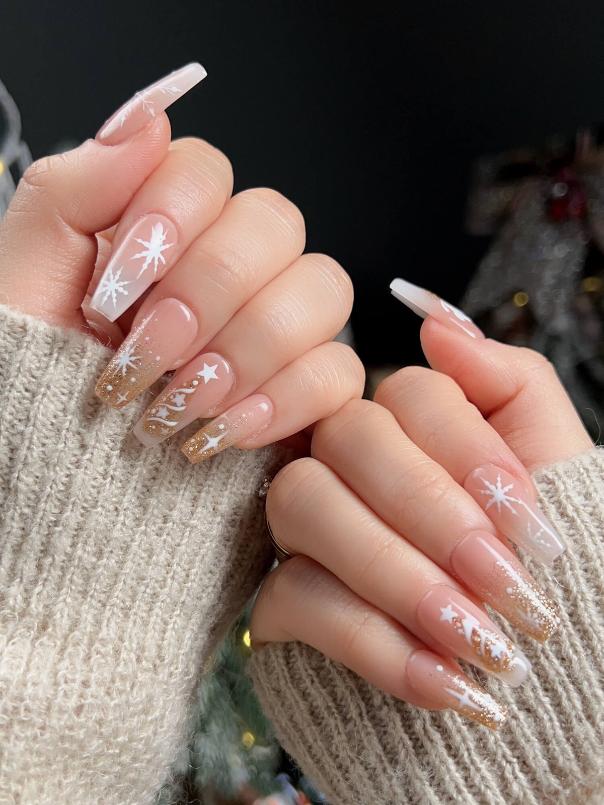 Silent Night Reusable Press On Nails
