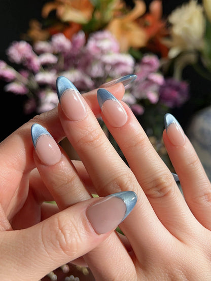 Silk Azure Reusable Press On Nails