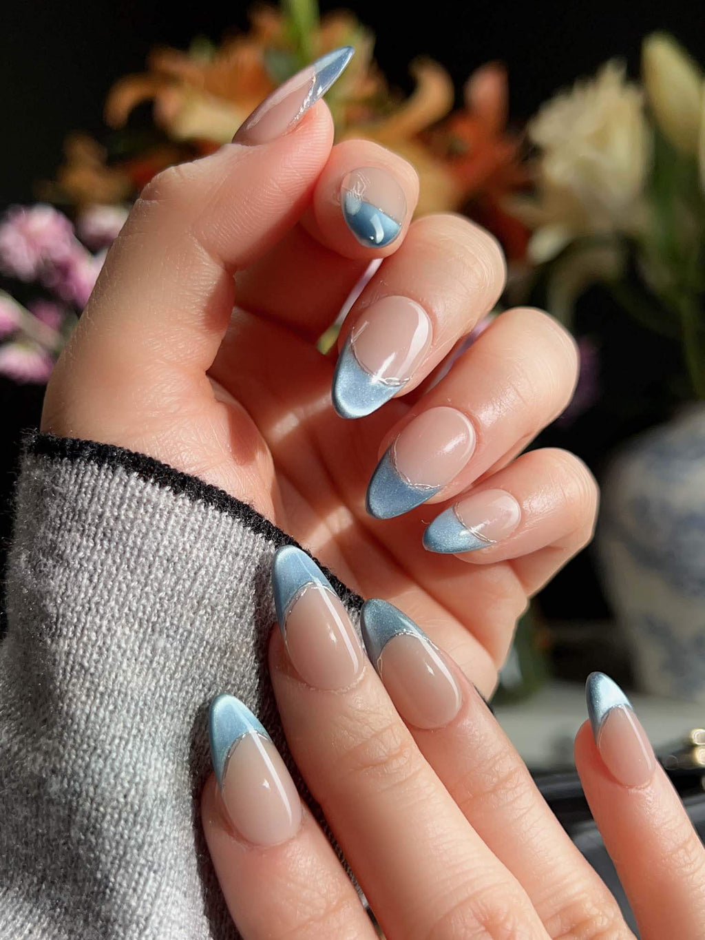 Silk Azure Reusable Press On Nails