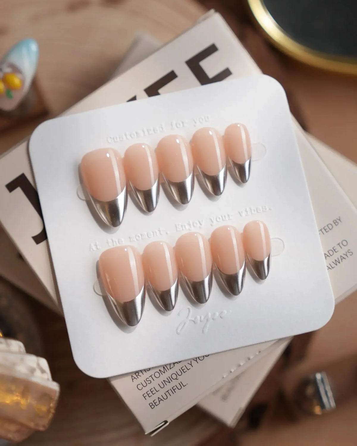 Silver Sleek Reusable Press On Nails