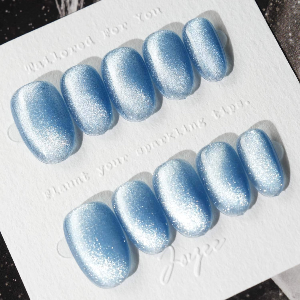 Sky Cat Eye Reusable Press On Nails