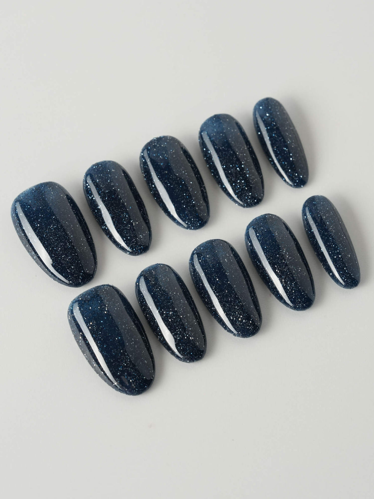 Glitter Glitz Navy Reusable Press On Nails