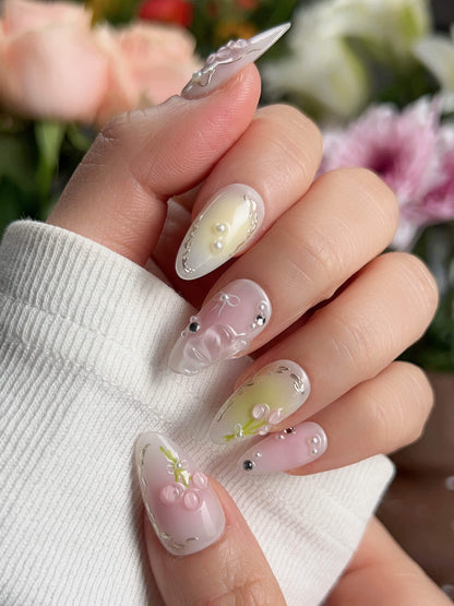 Tulip Field Reusable Press On Nails