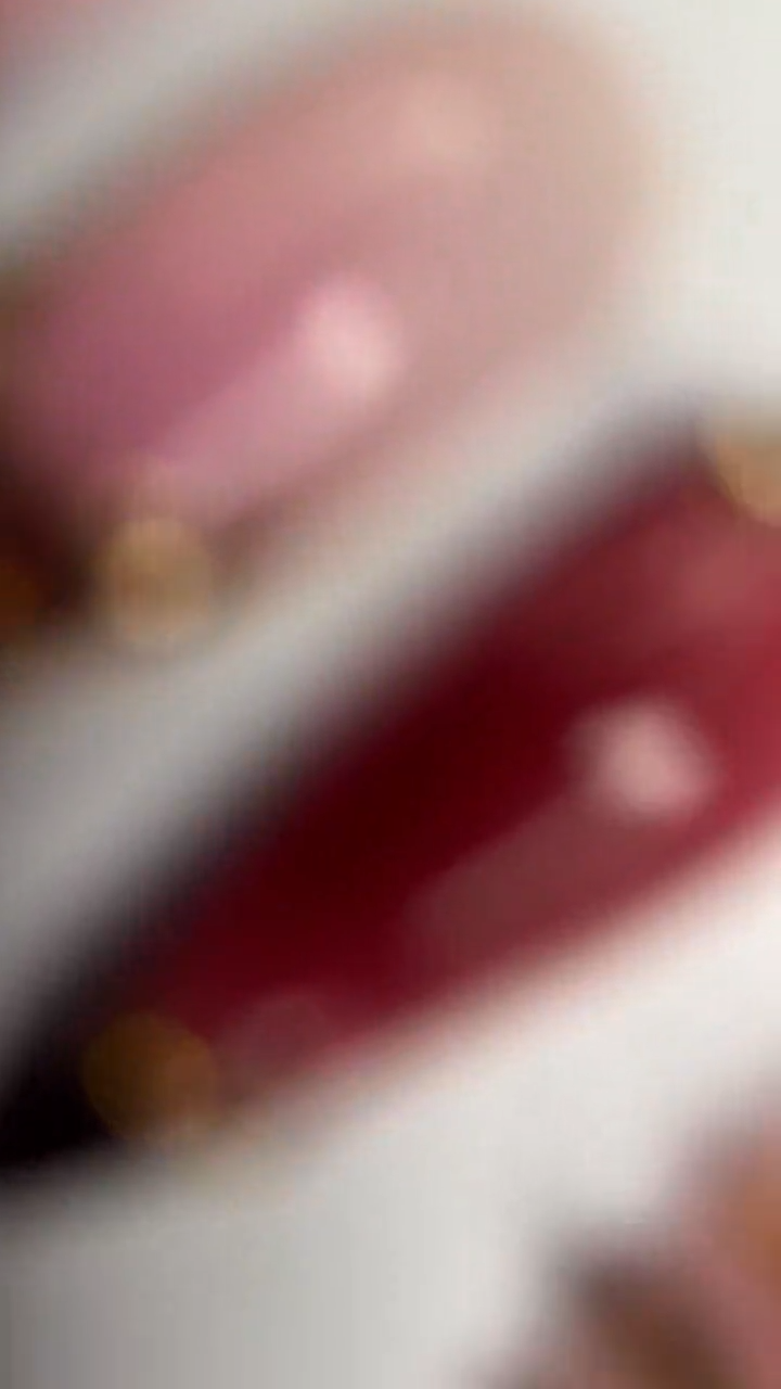3D Gold Luxury Wine Red Press On Nails, Jelly Burgundy Ombre, Y2K Metallic Chrome Art