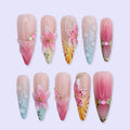 Gossamer Blue Pink Handmade Press On Nails