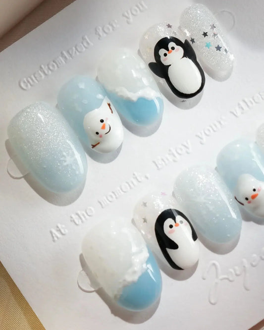 Polar Friends Reusable Press On Nails