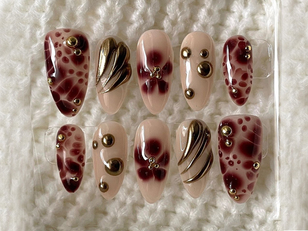 Golden Glam Leopard Press On Nails, Bold and Elegant Leopard Fake Nails, Wild Glamour Nail