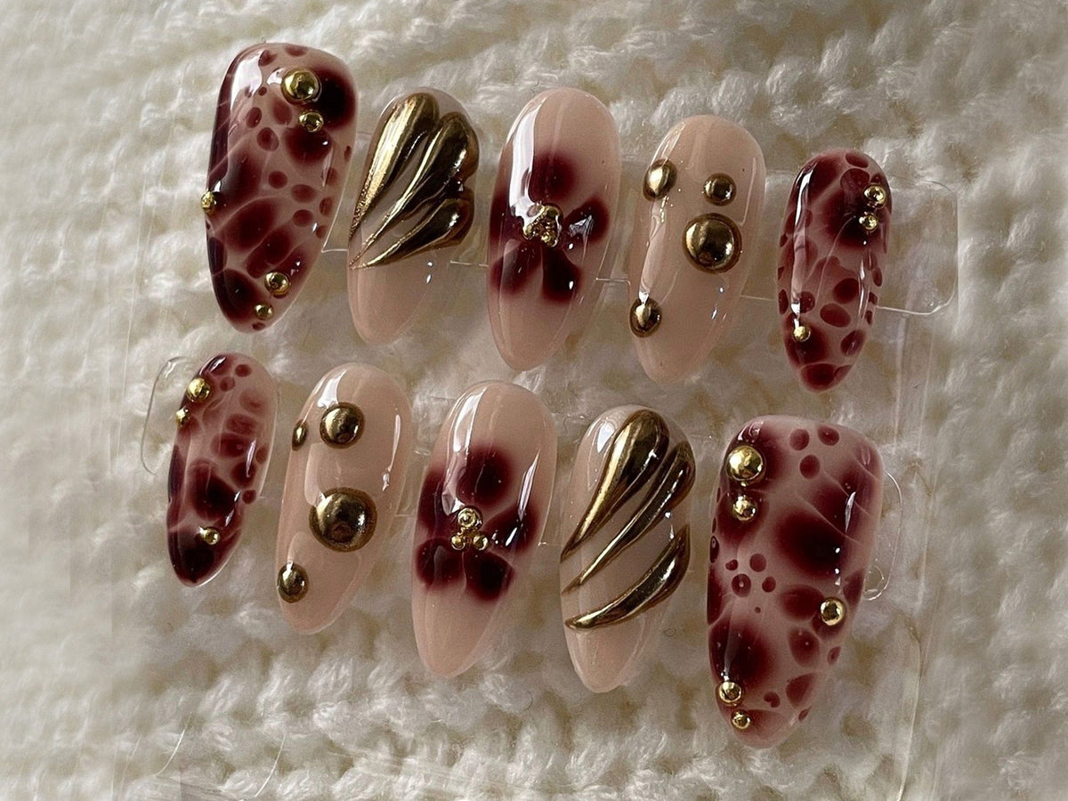 Golden Glam Leopard Press On Nails, Bold and Elegant Leopard Fake Nails, Wild Glamour Nail